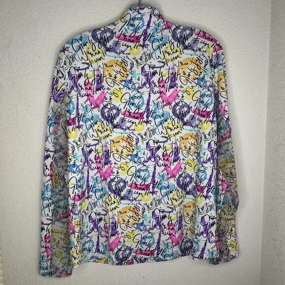 IBKUL Quarter Zip Shirt Womens XL Multicolor Girls Just Wanna Have Fun Golf UPF - Picture 3 of 11
